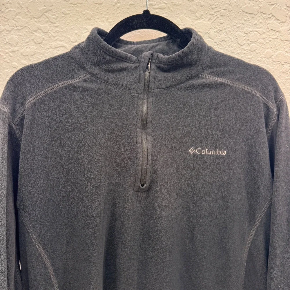 Columbia Mens Black Fleece Quarter Zip Pullover Sweater Size M AM6558